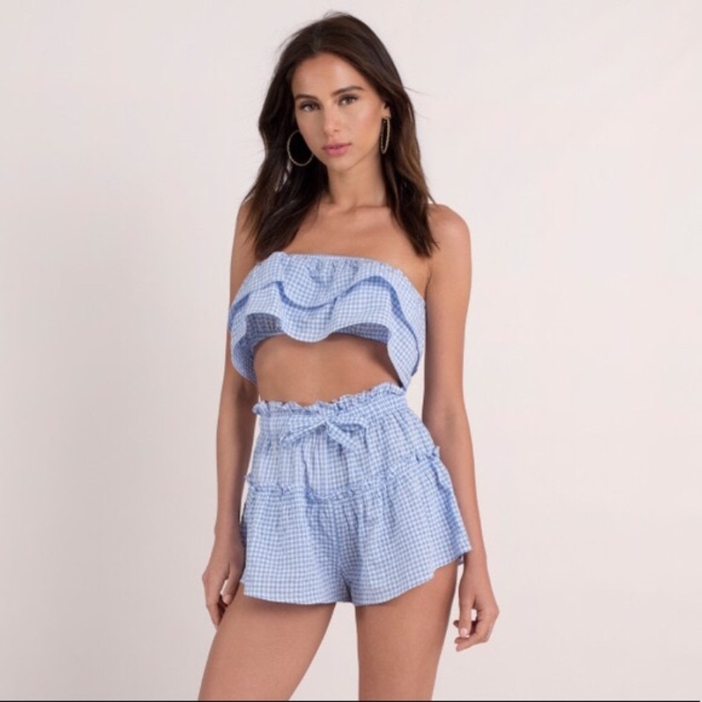 Light Blue Gingham Two-Piece Set (Tobi)